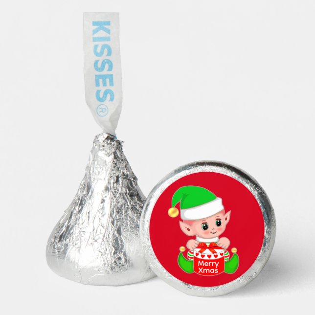 Cute Green Elf Christmas Hershey®'s Kisses® (Front)