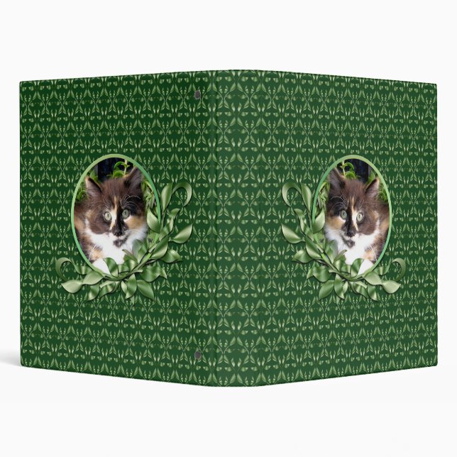 Cute Green Eyed Calico Kitten 1 Inch Binder (Background)