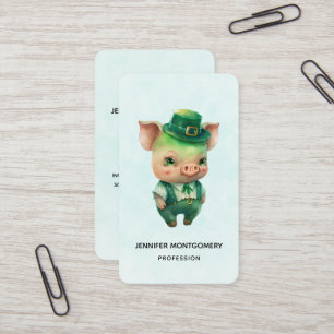 Cute Green Fairytale Pig in Fancy Attire Business Card
