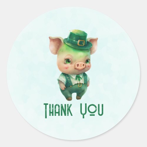 Cute Green Fairytale Pig in Fancy Attire Classic Round Sticker