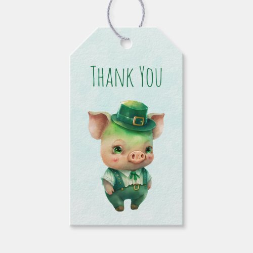 Cute Green Fairytale Pig in Fancy Attire Gift Tags