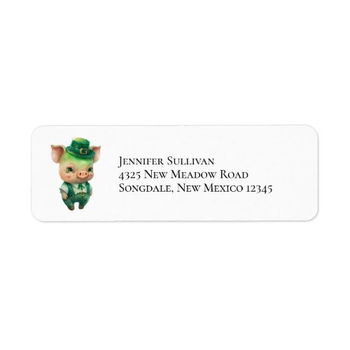 Cute Green Fairytale Pig in Fancy Attire Label