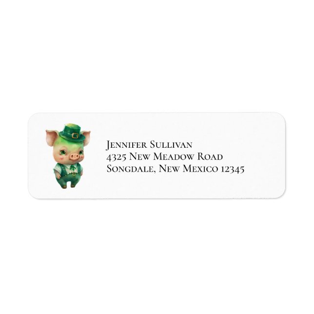 Cute Green Fairytale Pig in Fancy Attire Label (Front)