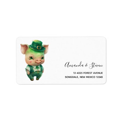 Cute Green Fairytale Pig in Fancy Attire Label