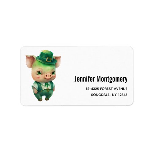 Cute Green Fairytale Pig in Fancy Attire Label