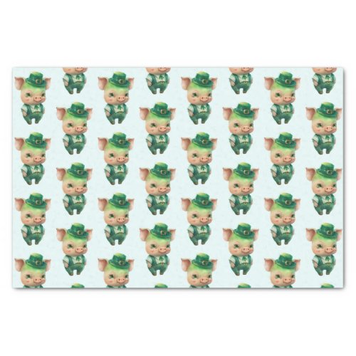 Cute Green Fairytale Pig in Fancy Attire Tissue Paper