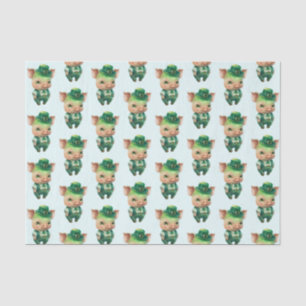 Cute Green Fairytale Pig in Fancy Attire Tissue Paper