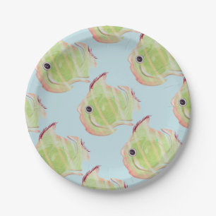 Cute Green Fish Paper Plate
