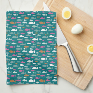 Cute green fish pattern kitchen towel