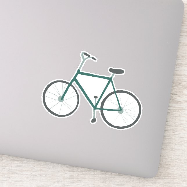 Cute Green Fixie Bicycle Bike Drawing Art Sticker (Detail)