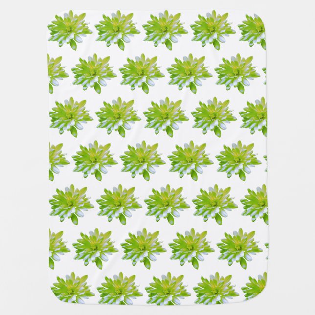 Cute green floral green flower green daisy baby blanket (Front)
