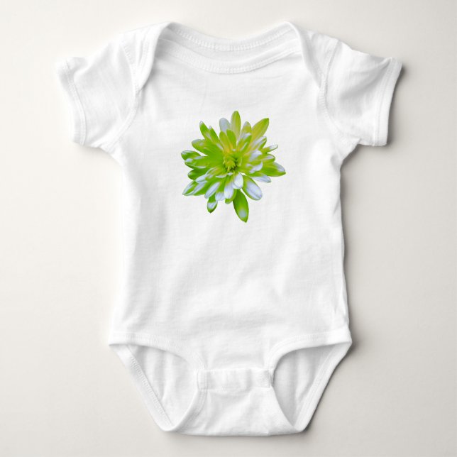 Cute green floral green flower green daisy baby bodysuit (Front)