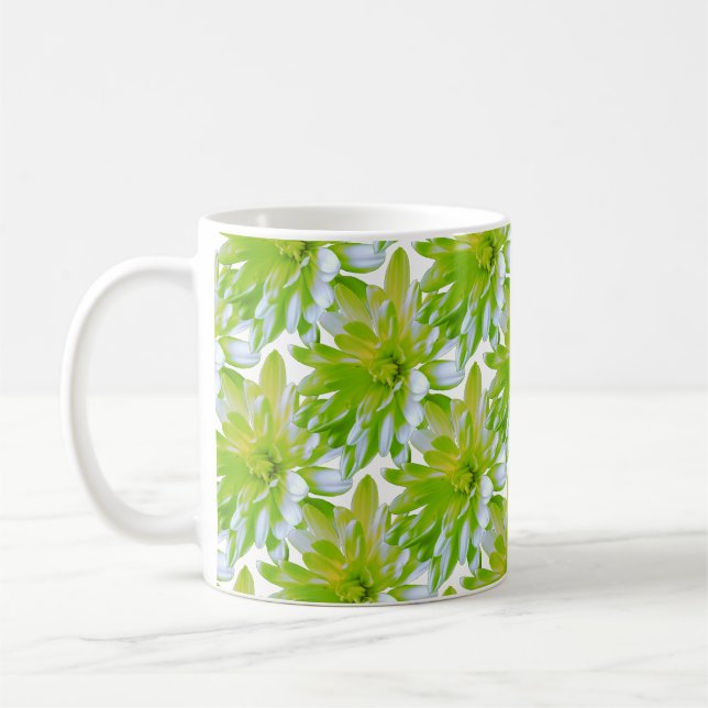 Cute green floral green flower green daisy coffee mug (Left)