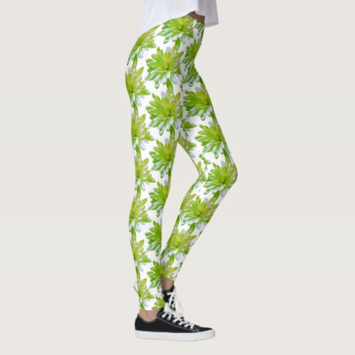 Cute green floral green flower green daisy leggings