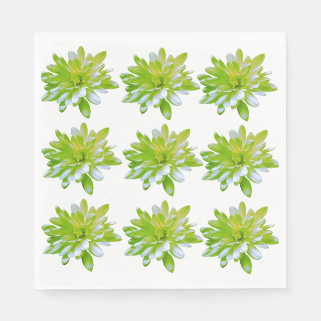 Cute green floral green flower green daisy napkins (Front)