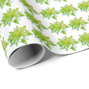 Cute green floral green flower green daisy wrapping paper