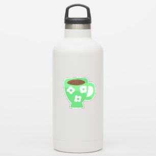 Cute Green Flower Pattern Coffee Cup Sticker