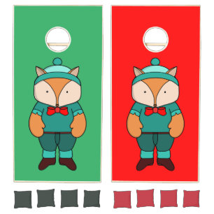 Cute green fox cornhole set