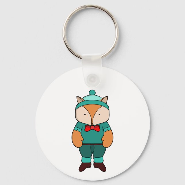 Cute green fox keychain (Front)
