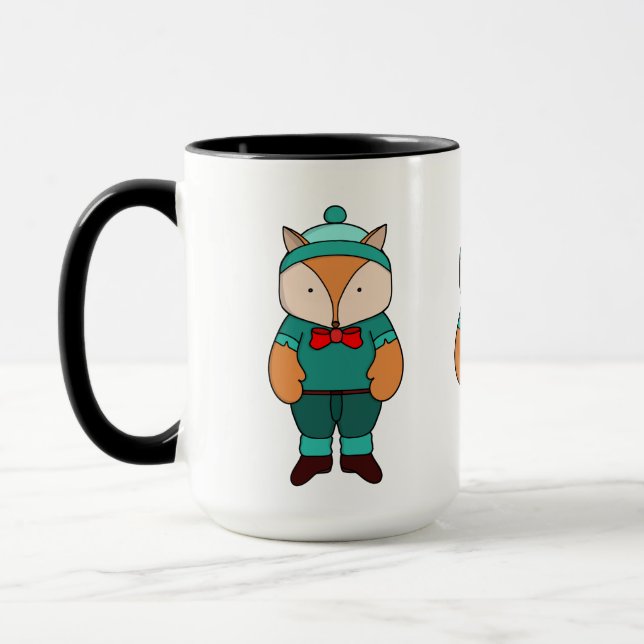 Cute green fox mug (Left)