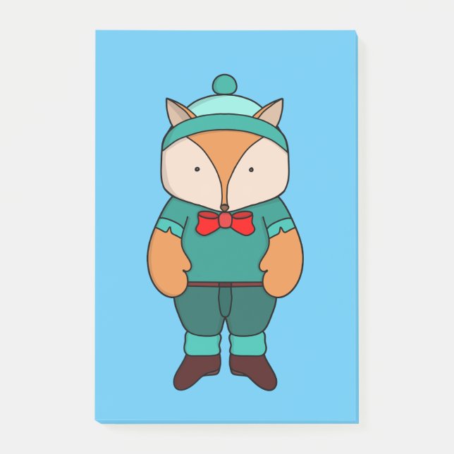 Cute green fox post-it notes (Front)