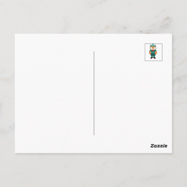 Cute green fox postcard (Back)