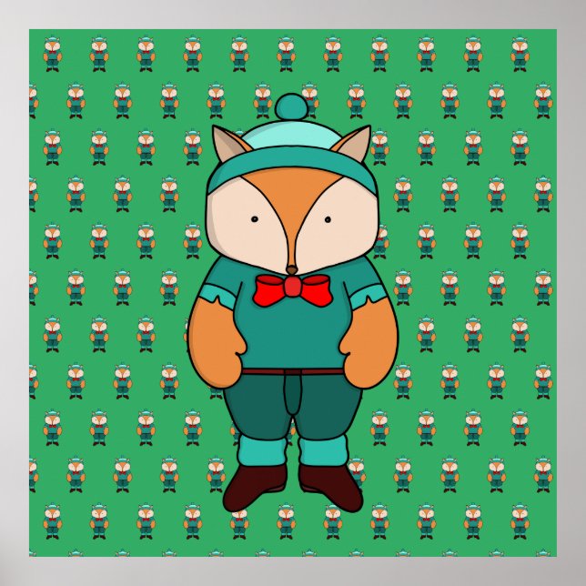 Cute green fox poster (Front)