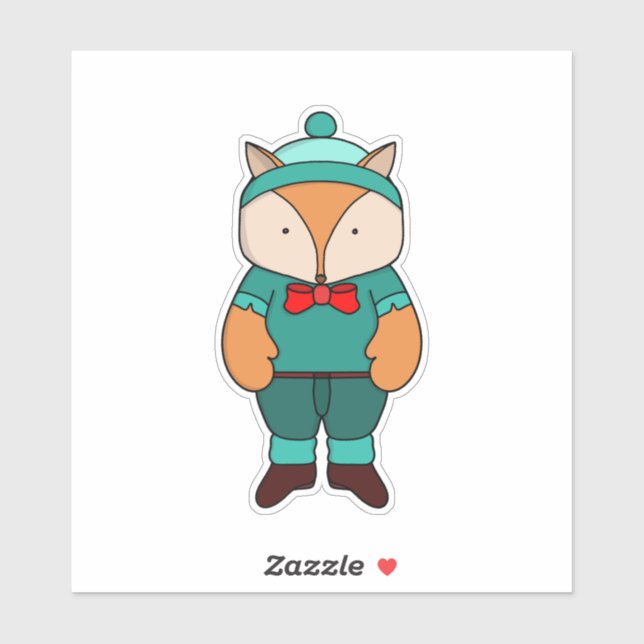 Cute green fox sticker (Sheet)
