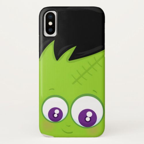 Cute Green Frankenstein Monster face Halloween iPhone X Case