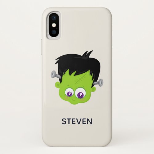 Cute Green Frankenstein Monster face Halloween iPhone X Case