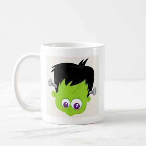 Cute Green Frankenstein Monster face Halloween Coffee Mug