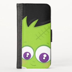 Cute Green Frankenstein Monster face Halloween iPhone X Wallet Case