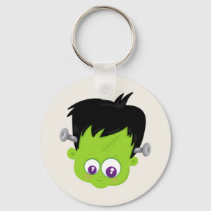 Cute Green Frankenstein Monster face Halloween Keychain