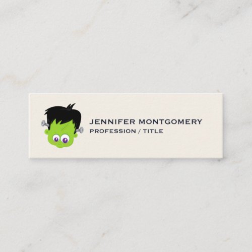 Cute Green Frankenstein Monster face Halloween Mini Business Card