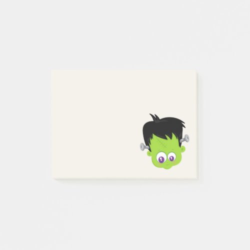 Cute Green Frankenstein Monster face Halloween Post_it Notes