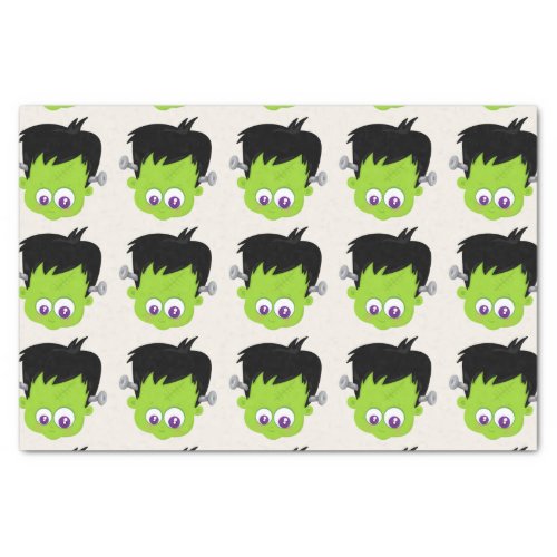 Cute Green Frankenstein Monster face Halloween Tissue Paper