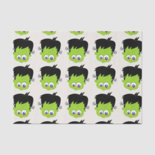 Cute Green Frankenstein Monster face Halloween Tissue Paper
