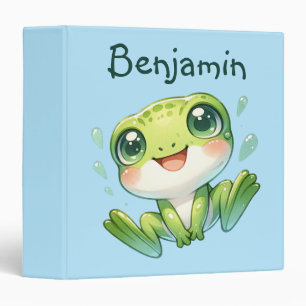Cute Green Frog 3 Ring Binder