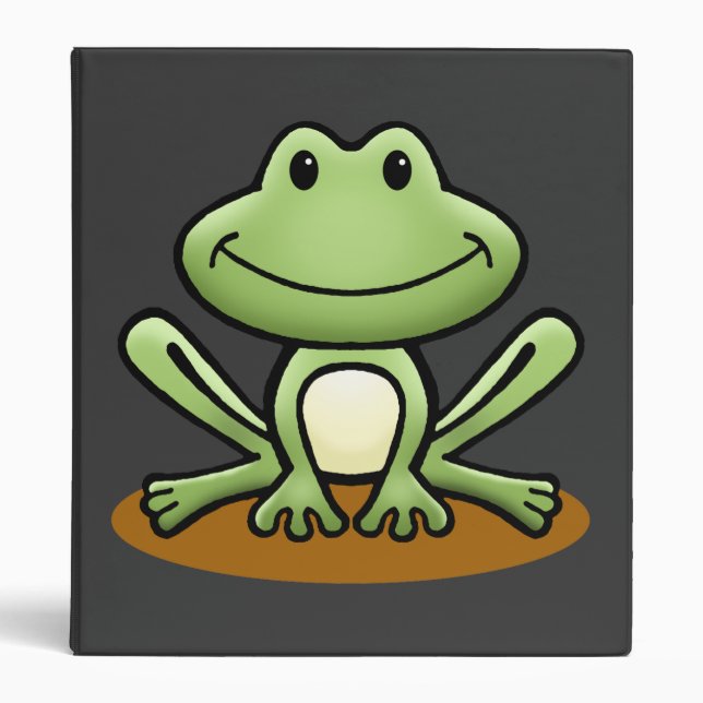 Cute Green Frog 3 Ring Binder (Front)