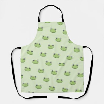 Cute Green Frog | All-over Print Apron by nyxxie at Zazzle