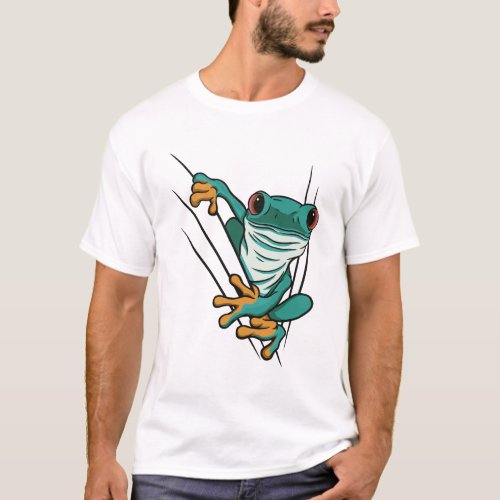 Cute green frog animal t_shirt design