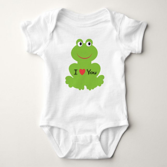 Cute green frog baby bodysuit (Front)