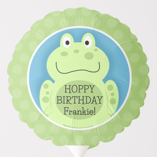Cute Green Frog Birthday Balloon (Front)