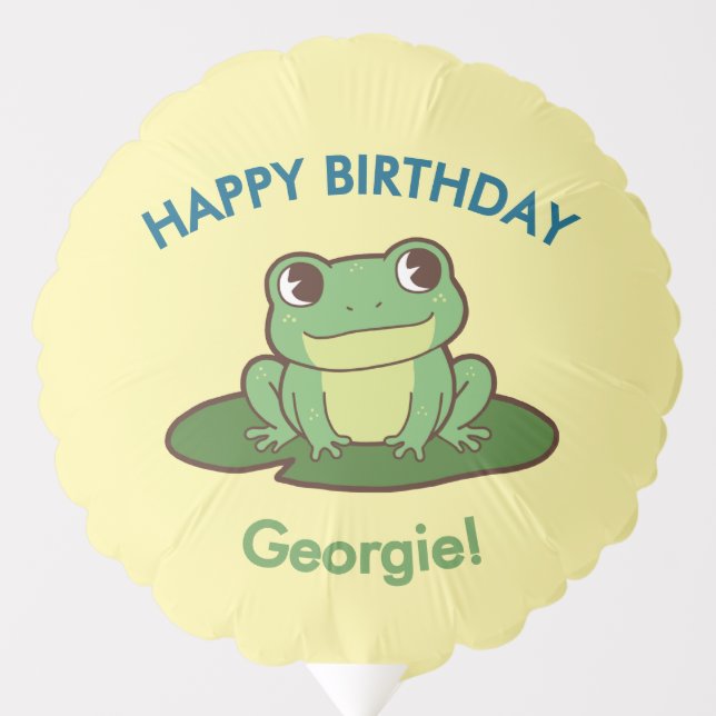 Cute Green Frog Birthday Balloon (Front)