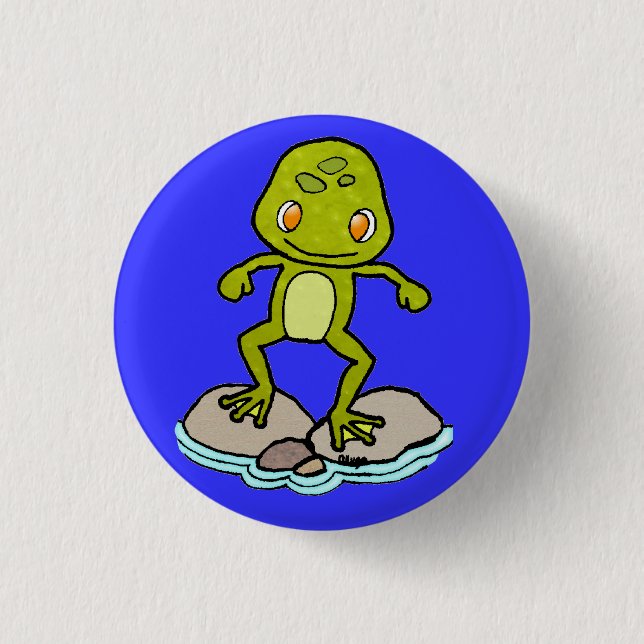 Cute green frog button (Front)