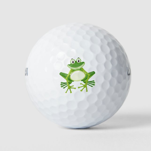Cute green frog cartoon golf balls (Front)