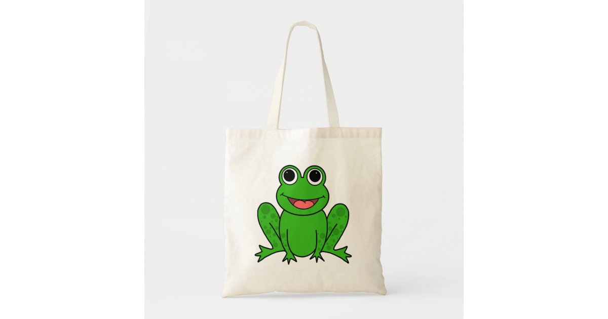 Cute Green Frog Cartoon Tote Bag | Zazzle