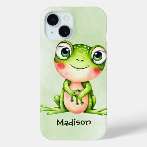 Cute Green Frog  iPhone 15 Case