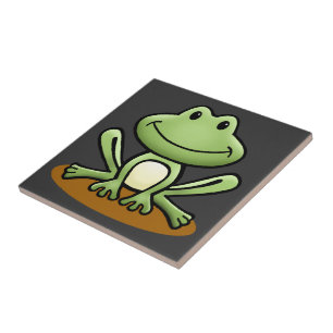 Cute Green Frog Ceramic Tile