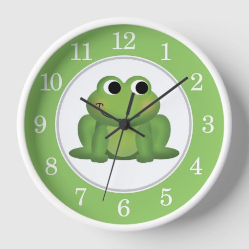 Cute Green Frog Clock